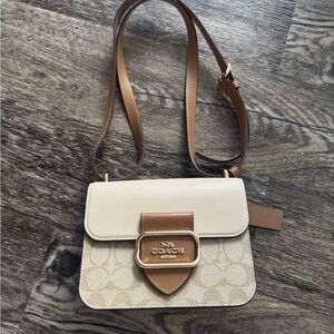 Coach Cream and Tan Crossbody Bag